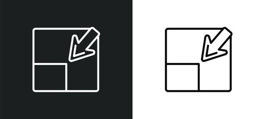 Poster - minimize arrows line icon in white and black colors. minimize arrows flat vector icon from minimize arrows collection for web, mobile apps and ui.