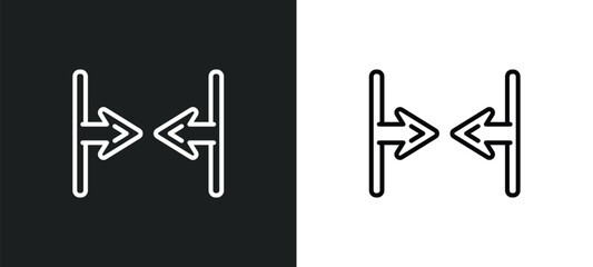 Poster - horizontal merge line icon in white and black colors. horizontal merge flat vector icon from horizontal merge collection for web, mobile apps and ui.