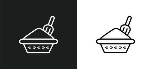 Wall Mural - litter box line icon in white and black colors. litter box flat vector icon from litter box collection for web, mobile apps and ui.