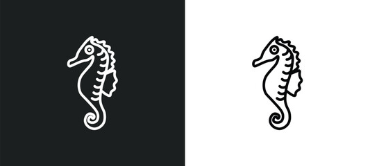 seahorse line icon in white and black colors. seahorse flat vector icon from seahorse collection for web, mobile apps and ui.