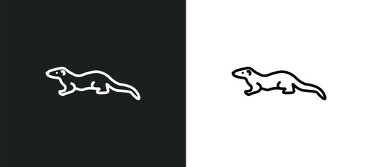 Poster - mink line icon in white and black colors. mink flat vector icon from mink collection for web, mobile