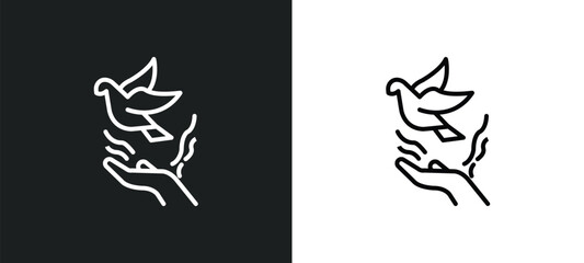 Poster - freedom line icon in white and black colors. freedom flat vector icon from freedom collection for web, mobile apps and ui.