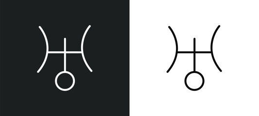 uranus line icon in white and black colors. uranus flat vector icon from uranus collection for web, mobile apps and ui.