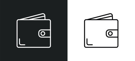 Poster - wallet line icon in white and black colors. wallet flat vector icon from wallet collection for web, mobile apps and ui.
