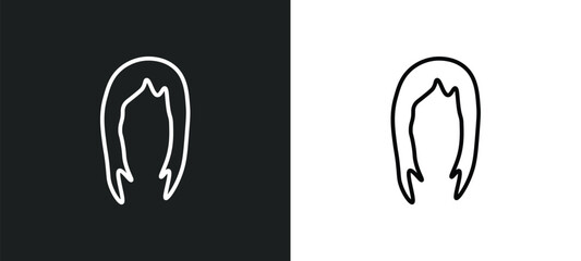 Poster - hair wig line icon in white and black colors. hair wig flat vector icon from hair wig collection for web, mobile apps and ui.