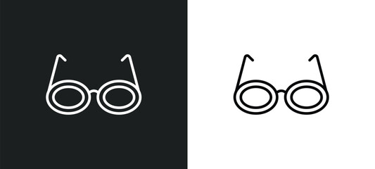 Poster - glasses for eyes line icon in white and black colors. glasses for eyes flat vector icon from glasses for eyes collection web, mobile apps and ui.
