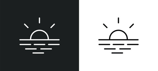 Poster - sunshine line icon in white and black colors. sunshine flat vector icon from sunshine collection for