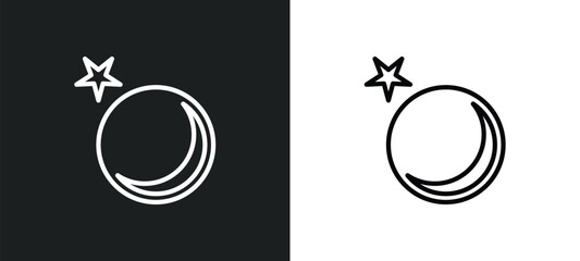 Poster - new moon line icon in white and black colors. new moon flat vector icon from new moon collection for web, mobile apps and ui.