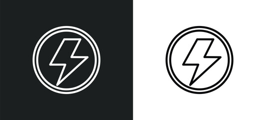 Poster - light bolt line icon in white and black colors. light bolt flat vector icon from light bolt collection for web, mobile apps and ui.