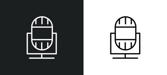 Poster - voice recorder line icon in white and black colors. voice recorder flat vector icon from voice recorder collection for web, mobile apps and ui.