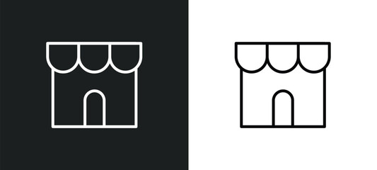 Poster - store line icon in white and black colors. store flat vector icon from store collection for web, mobile apps and ui.
