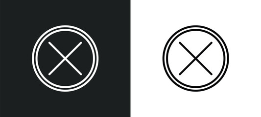 Poster - cancel line icon in white and black colors. cancel flat vector icon from cancel collection for web, mobile apps and ui.