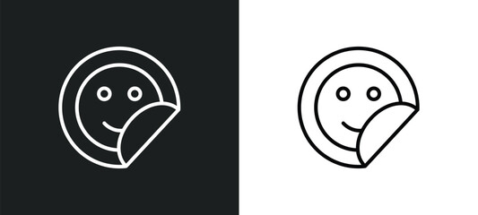 Poster - sticker line icon in white and black colors. sticker flat vector icon from sticker collection for we