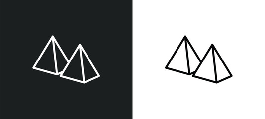 Poster - pyramid line icon in white and black colors. pyramid flat vector icon from pyramid collection for web, mobile apps and ui.