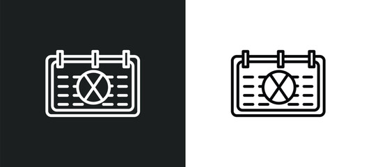 Poster - calendar with letter x line icon in white and black colors. calendar with letter x flat vector icon from calendar with letter x collection for web, mobile apps and ui.