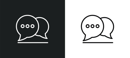 Poster - message balloon line icon in white and black colors. message balloon flat vector icon from message b
