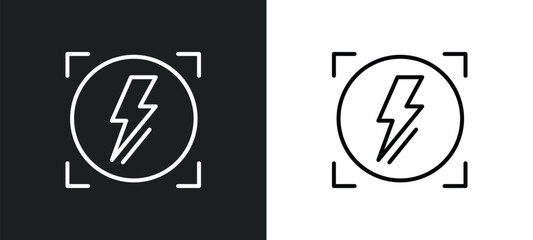 Poster - automatic flash line icon in white and black colors. automatic flash flat vector icon from automatic flash collection for web, mobile apps and ui.