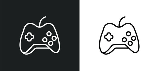 Poster - game controller cross line icon in white and black colors. game controller cross flat vector icon from game controller cross collection for web, mobile apps and ui.