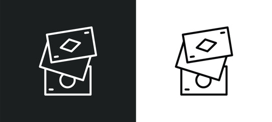 Poster - three cards line icon in white and black colors. three cards flat vector icon from three cards collection for web, mobile apps and ui.