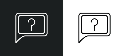 Poster - question message line icon in white and black colors. question message flat vector icon from question message collection for web, mobile apps and ui.