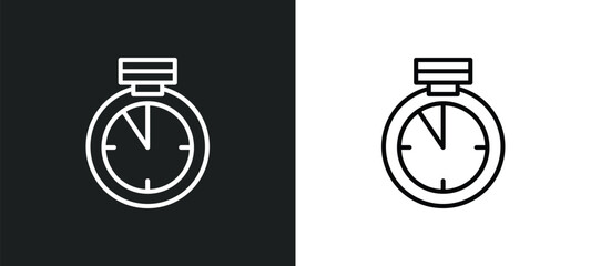Poster - time almost full line icon in white and black colors. time almost full flat vector icon from time almost full collection for web, mobile apps and ui.