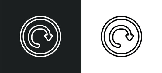 Poster - reload circular arrow line icon in white and black colors. reload circular arrow flat vector icon from reload circular arrow collection for web, mobile apps and ui.