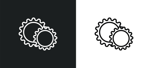 Poster - gear option line icon in white and black colors. gear option flat vector icon from gear option collection for web, mobile apps and ui.
