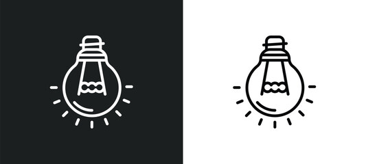 Poster - tungsten line icon in white and black colors. tungsten flat vector icon from tungsten collection for