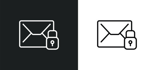 Poster - unlock envelope line icon in white and black colors. unlock envelope flat vector icon from unlock envelope collection for web, mobile apps and ui.