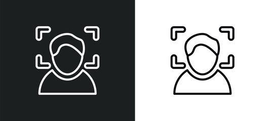 Poster - face detection line icon in white and black colors. face detection flat vector icon from face detection collection for web, mobile apps and ui.