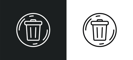 Poster - delete round button line icon in white and black colors. delete round button flat vector icon from delete round button collection for web, mobile apps and ui.