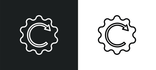 Poster - rotated right arrow line icon in white and black colors. rotated right arrow flat vector icon from rotated right arrow collection for web, mobile apps and ui.