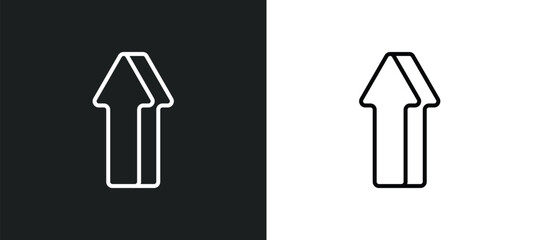 Poster - 3d up arrow line icon in white and black colors. 3d up arrow flat vector icon from 3d up arrow collection for web, mobile apps and ui.