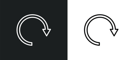 Poster - rotating arrows line icon in white and black colors. rotating arrows flat vector icon from rotating arrows collection for web, mobile apps and ui.