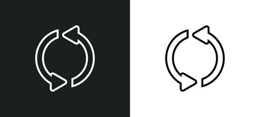 Poster - looping arrows line icon in white and black colors. looping arrows flat vector icon from looping arrows collection for web, mobile apps and ui.