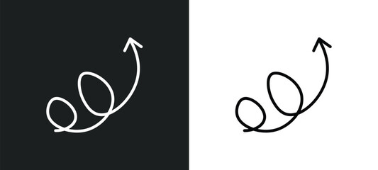 Poster - swirly arrow line icon in white and black colors. swirly arrow flat vector icon from swirly arrow co