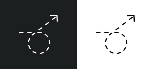 Poster - curly dotted arrow line icon in white and black colors. curly dotted arrow flat vector icon from cur