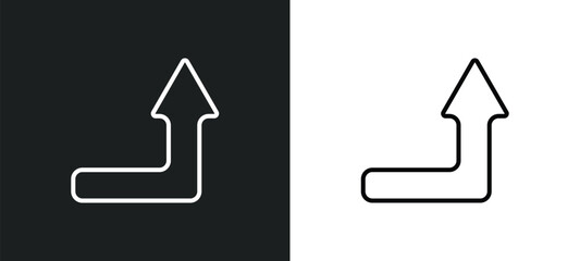 Poster - right up arrow line icon in white and black colors. right up arrow flat vector icon from right up arrow collection for web, mobile apps and ui.
