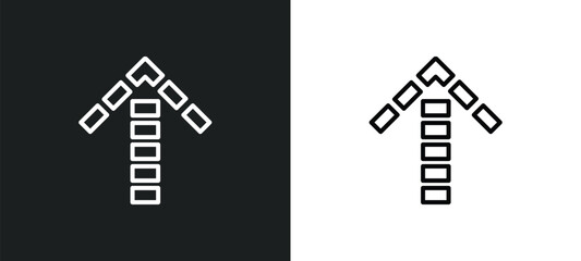 Poster - up broken line icon in white and black colors. up broken flat vector icon from up broken collection 