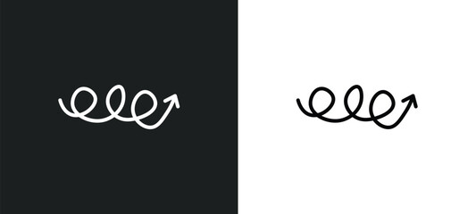 Poster - arrow with scribble line icon in white and black colors. arrow with scribble flat vector icon from a