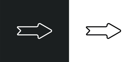 Poster - right drawn arrow line icon in white and black colors. right drawn arrow flat vector icon from right