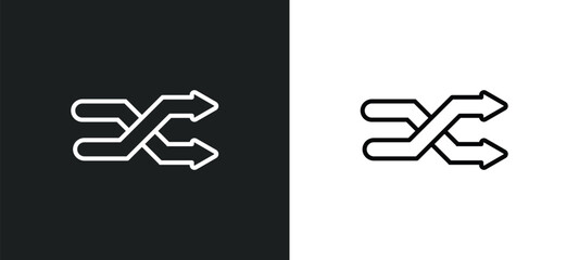 Poster - crossover line icon in white and black colors. crossover flat vector icon from crossover collection for web, mobile apps and ui.