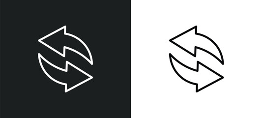 Poster - refresh arrows line icon in white and black colors. refresh arrows flat vector icon from refresh arrows collection for web, mobile apps and ui.