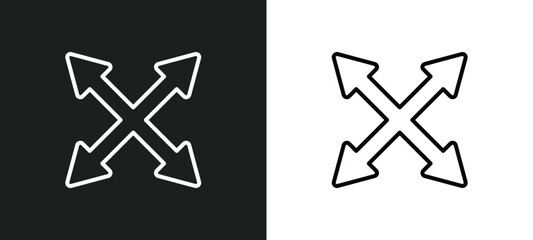 Poster - expand button line icon in white and black colors. expand button flat vector icon from expand button collection for web, mobile apps and ui.
