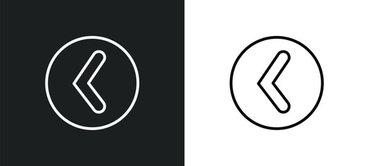 Poster - round left button line icon in white and black colors. round left button flat vector icon from round left button collection for web, mobile apps and ui.