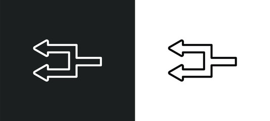 Poster - refresh left arrow line icon in white and black colors. refresh left arrow flat vector icon from refresh left arrow collection for web, mobile apps and ui.