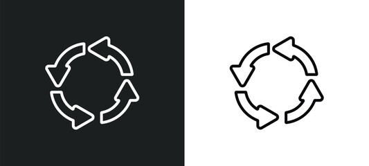 Wall Mural - circular arrow line icon in white and black colors. circular arrow flat vector icon from circular arrow collection for web, mobile apps and ui.