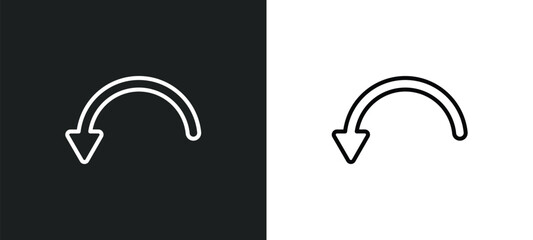 Poster - curve arrows line icon in white and black colors. curve arrows flat vector icon from curve arrows collection for web, mobile apps and ui.