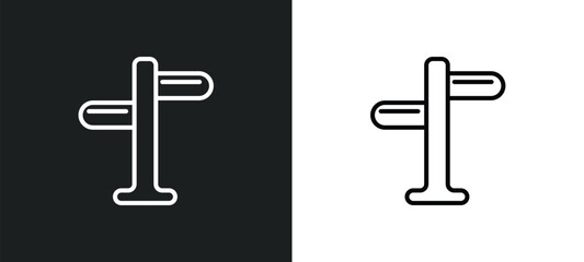 Poster - crossroads line icon in white and black colors. crossroads flat vector icon from crossroads collection for web, mobile apps and ui.
