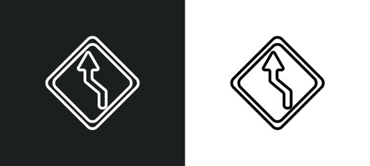 Wall Mural - left reverse curve line icon in white and black colors. left reverse curve flat vector icon from left reverse curve collection for web, mobile apps and ui.